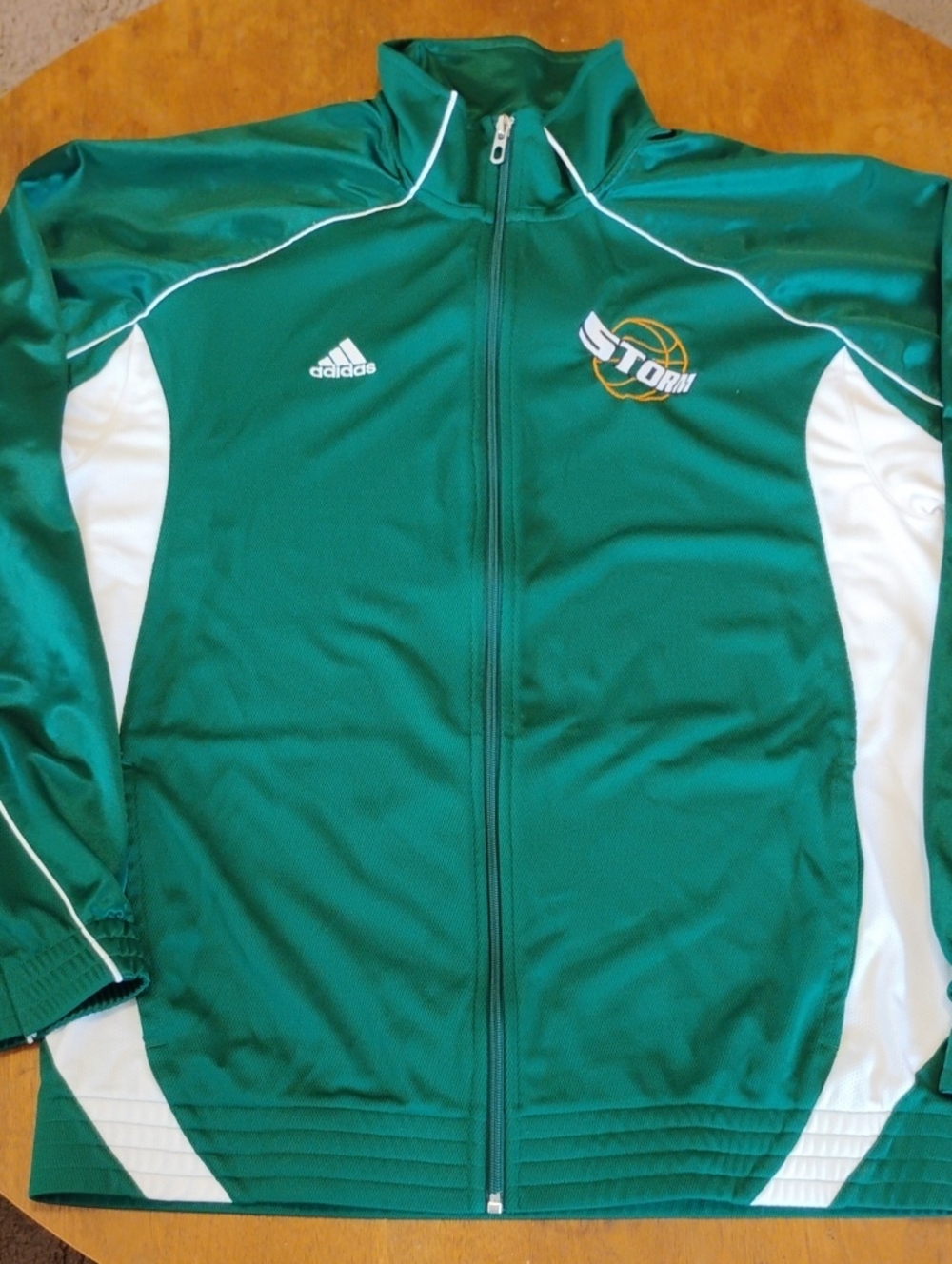 adidas Green and White Seattle Storm Full-Zip Jacket Clima 365 Sz Medium